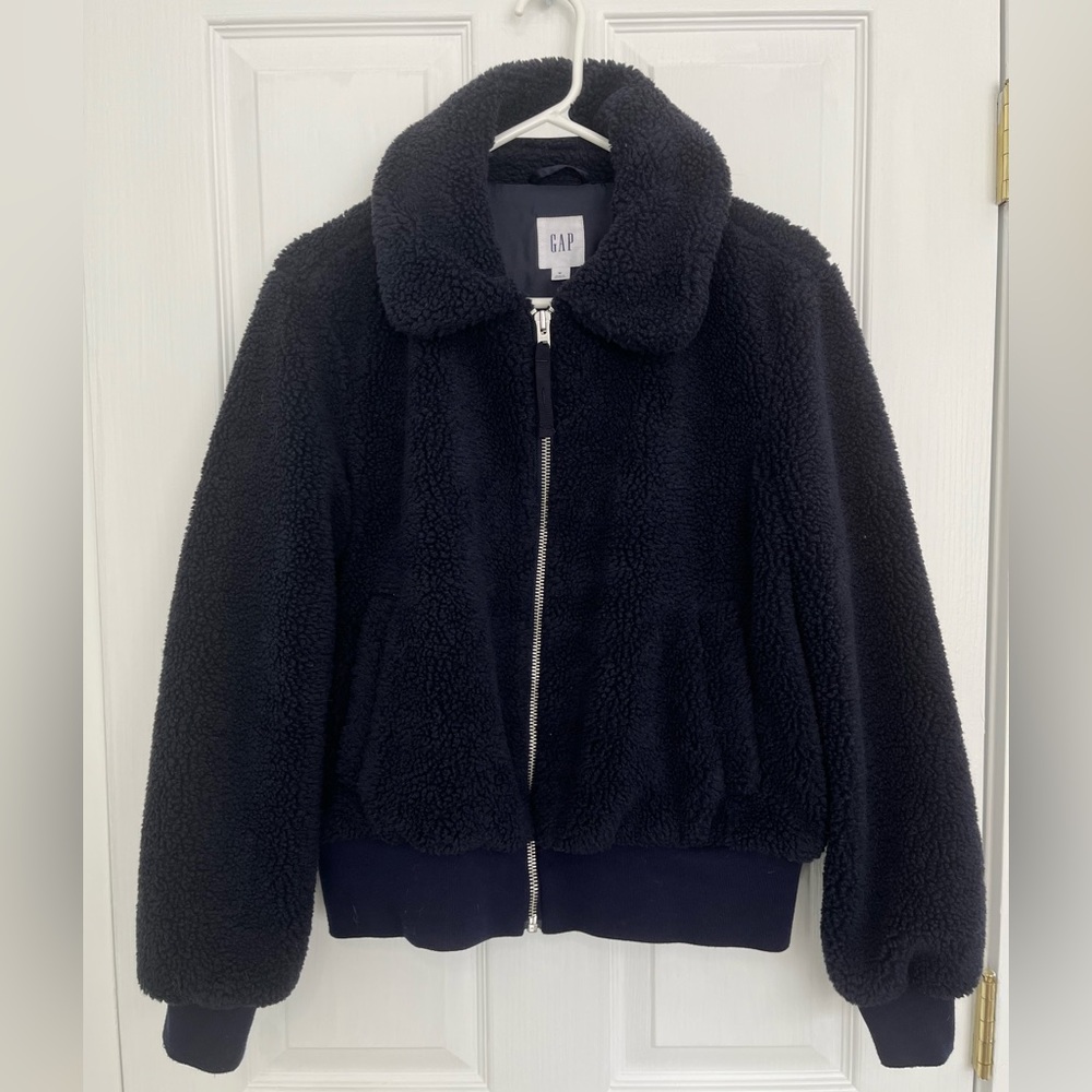 Navy blue bomber jacket